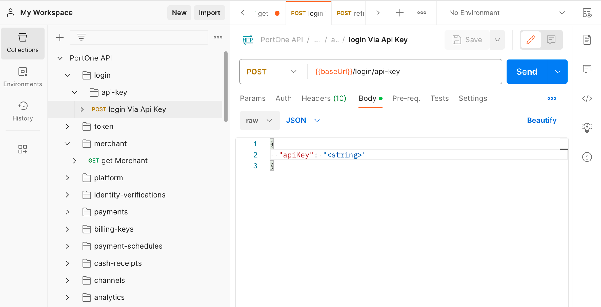 <Postman Import 후 API Structure 예시>